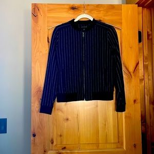 Banana Republic bomber jacket extra small navel Blue pin stripe.